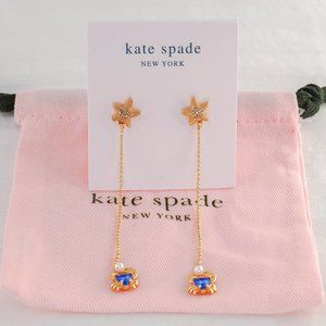 Kate Spade Sea Star Crab Linear Drop Earrings (with Dust Bag) Brand New